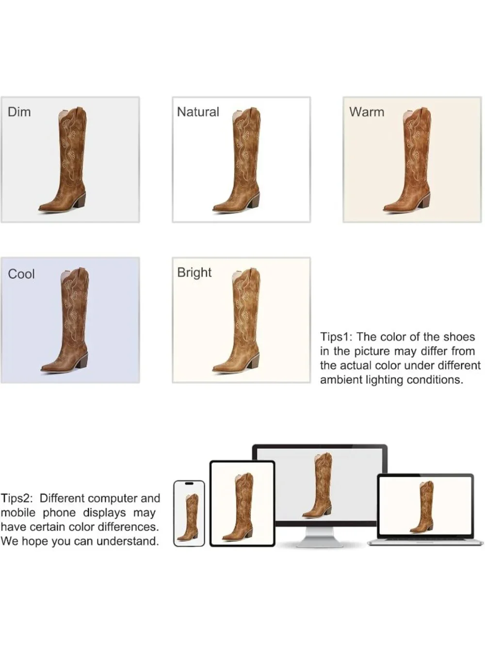 Women's Matte Brown Chunky Heel Slip on Pointed Knee High Cowgirl Tall Boots